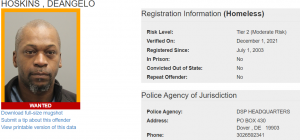 Deangelo Hoskins Sex Offender Registry - Wanted status