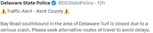 Tweet about road closure 