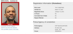 Dana Brown Sex Offender Registry - Wanted status