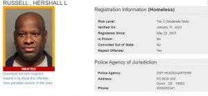Hershall Russell Sex Offender Registry - Wanted status