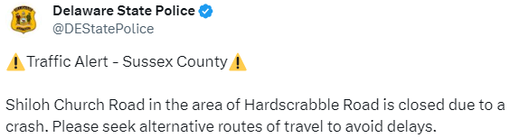 Tweet advising of road closure 