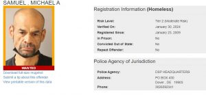 Samuel Michael Sex Offender Registry - Wanted status