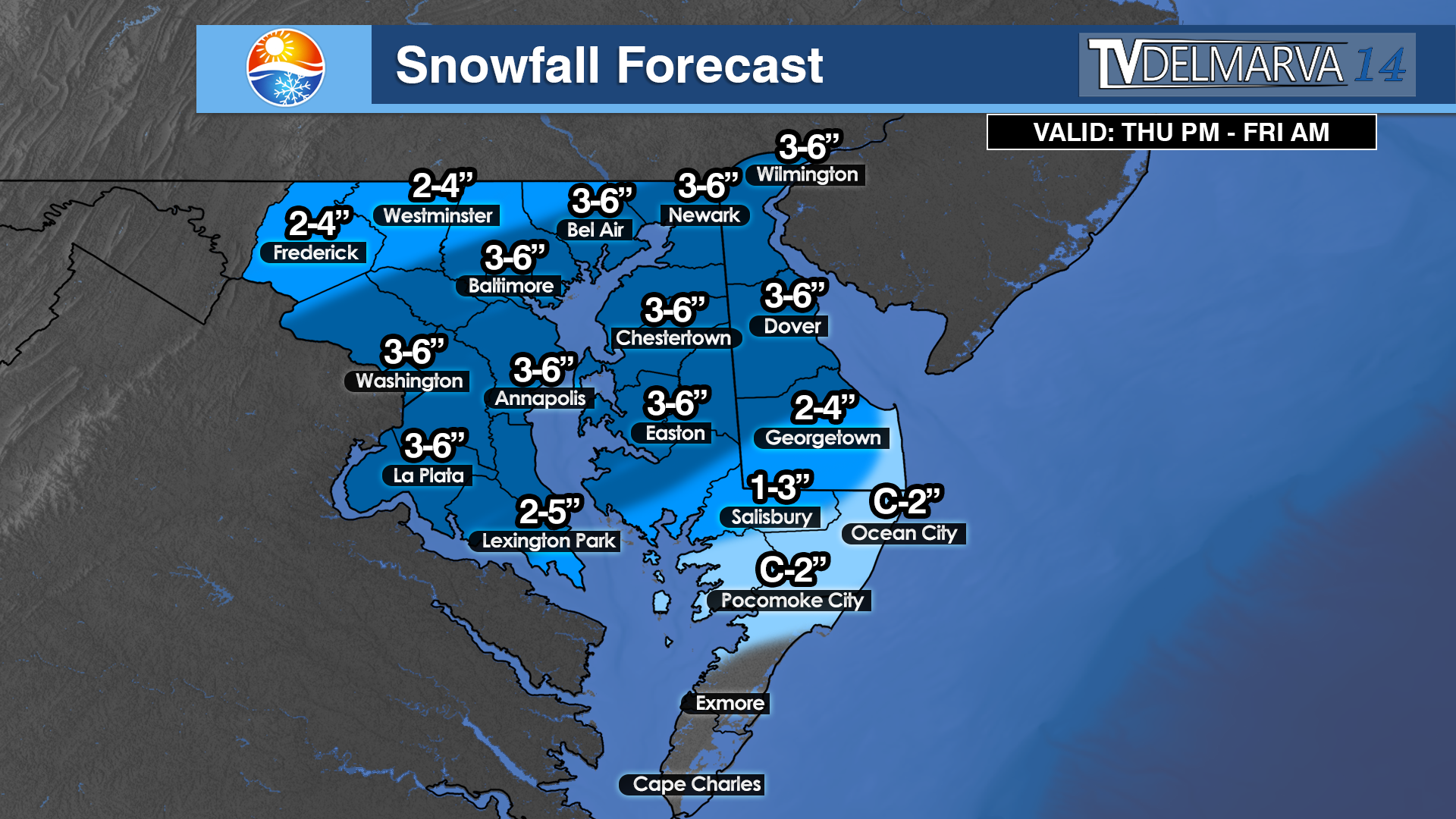 Snowfall Forecast Thursday Night – Friday Morning *Updated*
