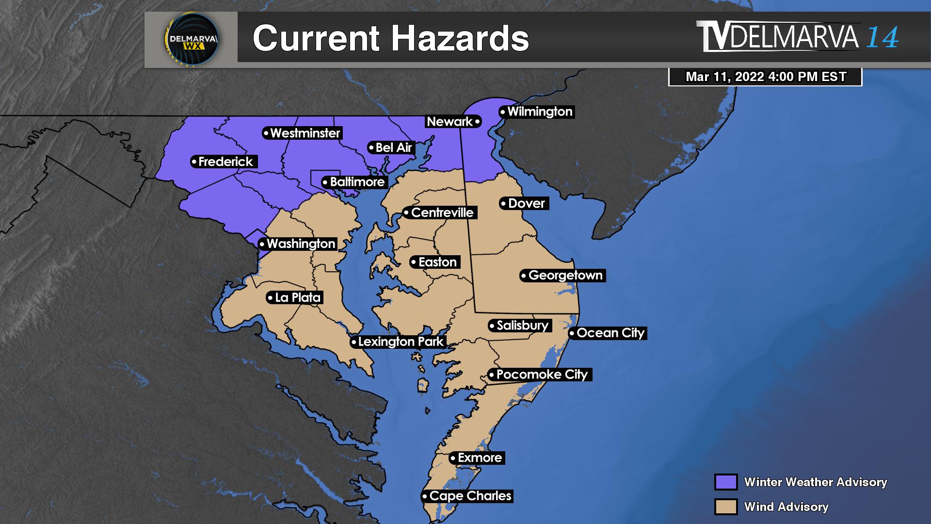 Wind Advisories & Winter Weather Advisories for Saturday