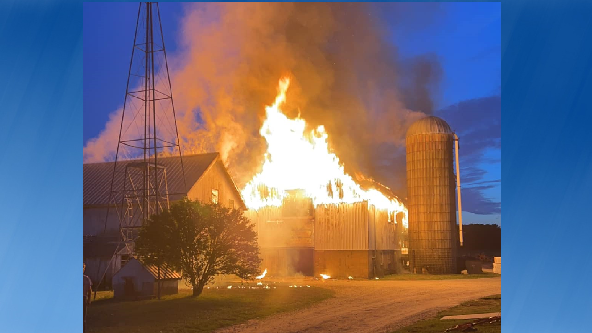 VIDEO: Area fire crews respond to Pearsons Corner barn fire