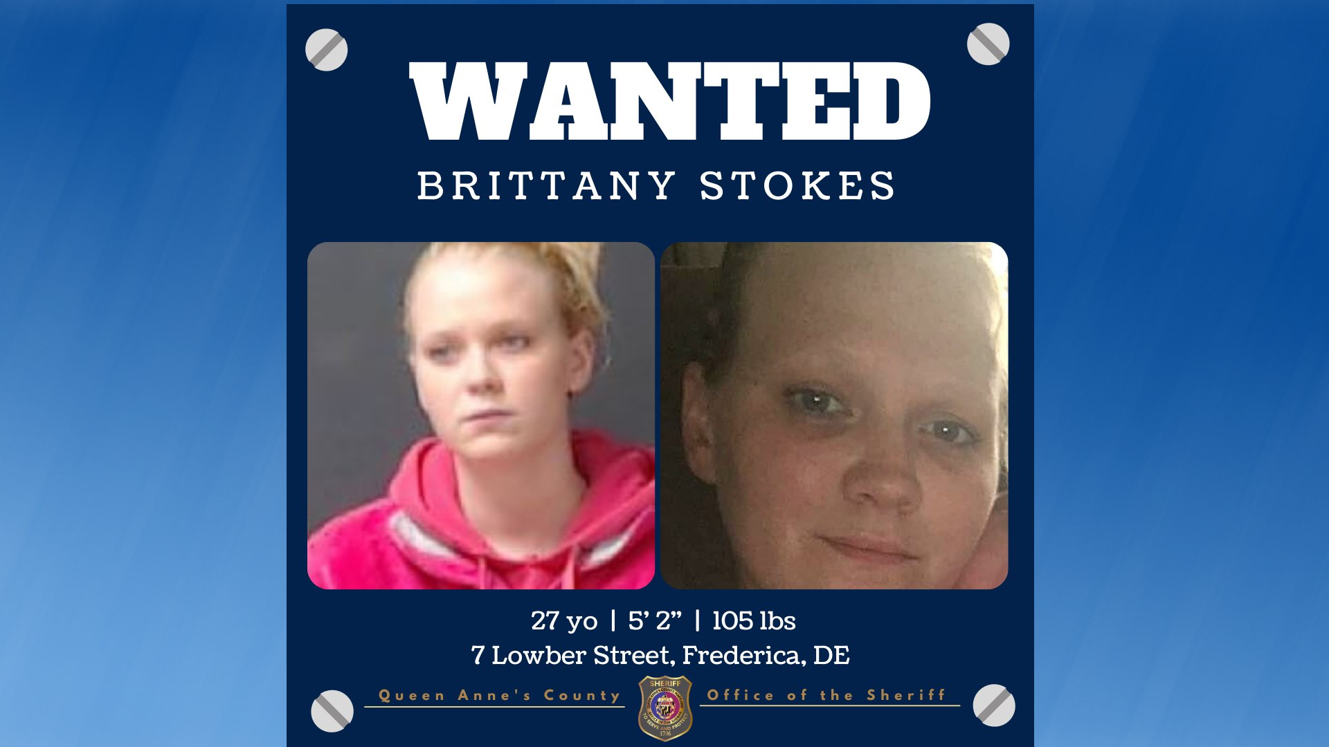 Frederica woman wanted in Maryland, Delaware