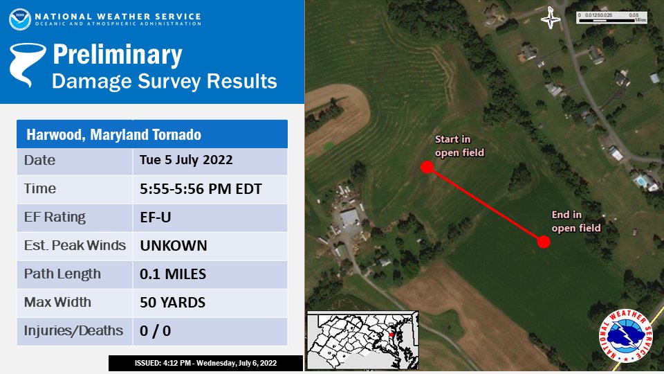 NWS Confirms Tornado Near Harwood Maryland Yesterday