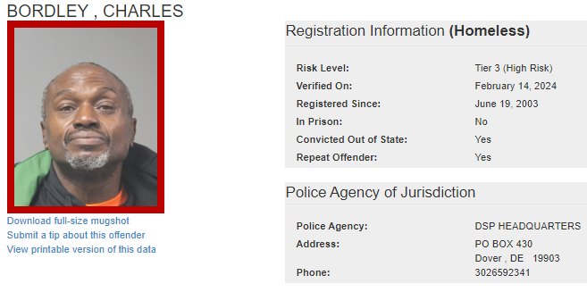 Homeless Sex Offender Notification
