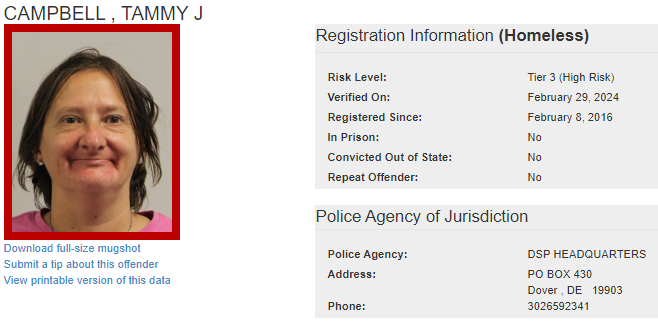 Homeless Sex Offender Notification
