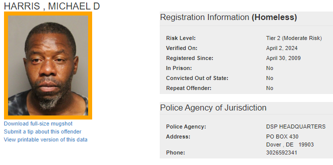 Homeless Sex Offender Notification