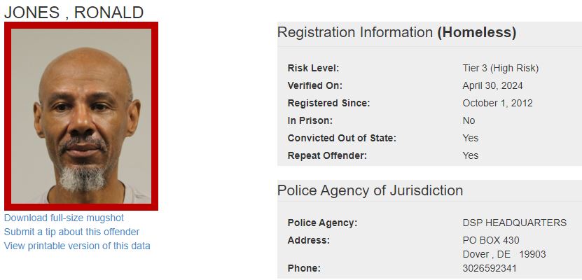 Homeless Sex Offender Notification