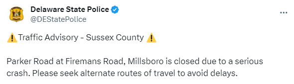 *Update – Victim Identified* State Police Investigating Single-Vehicle Fatal Crash in Millsboro