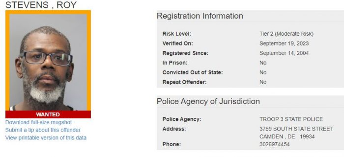 Delaware State Police S.O.A.R. Searching for Wanted Sex Offenders