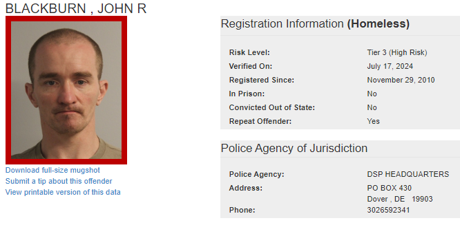 Homeless Sex Offender Notification