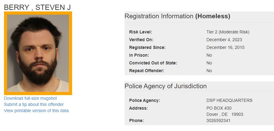 Homeless Sex Offender Notification