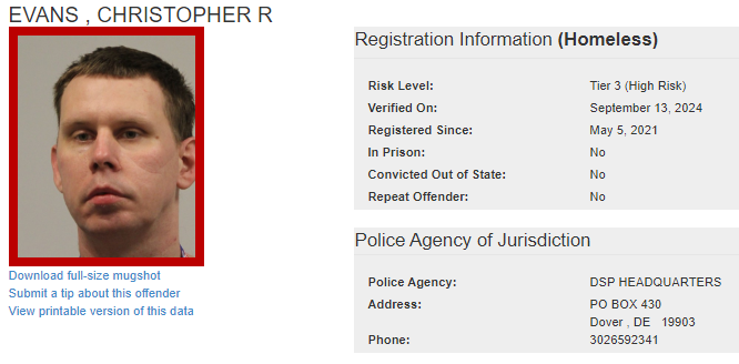 Homeless Sex Offender Notification