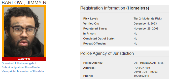 Delaware State Police S.O.A.R. Searching for Wanted Sex Offenders