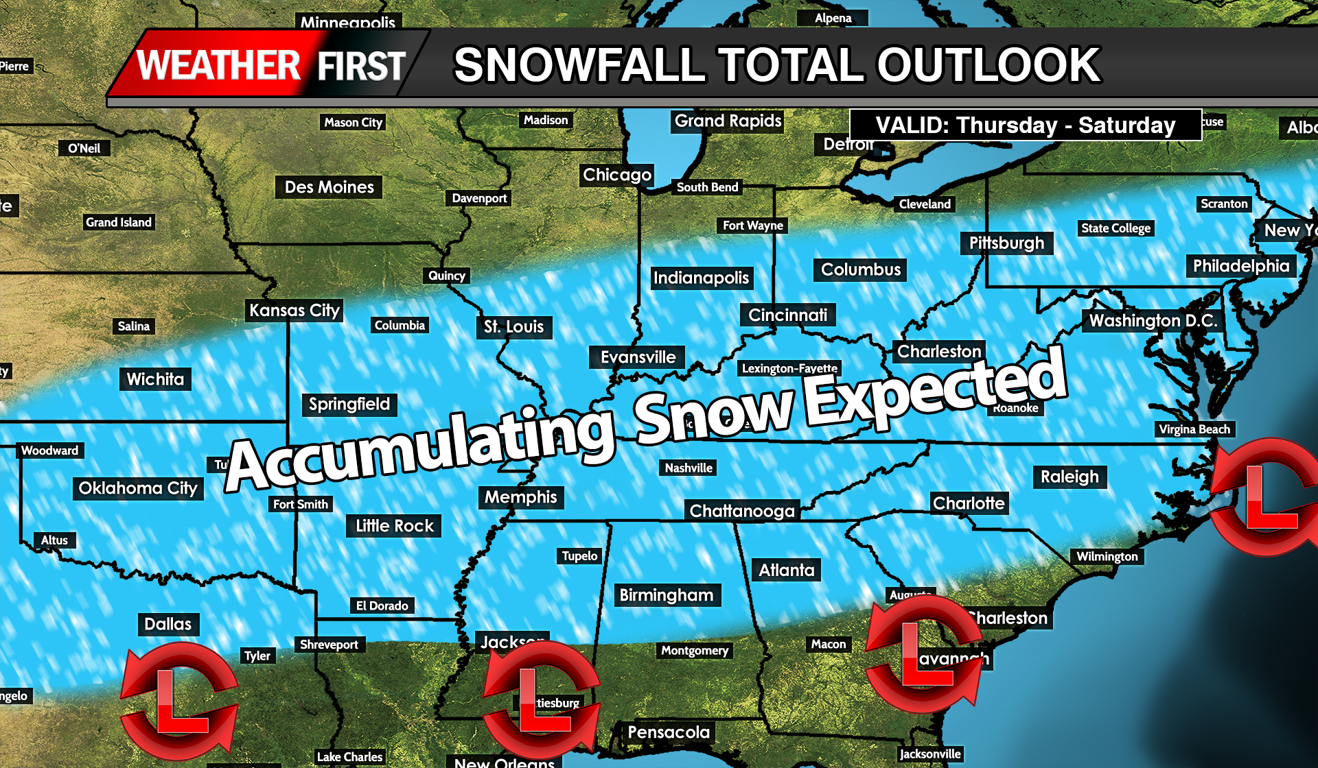 Another Winter Storm Moves Across The Nation From Texas Towards The Mid-Atlantic
