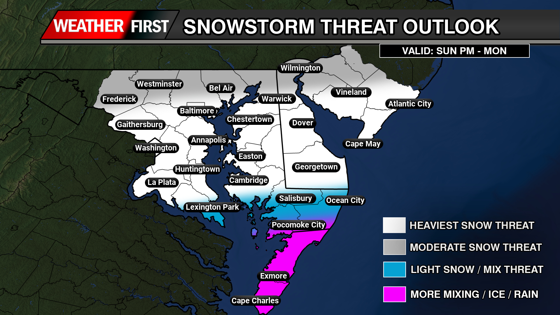 Major Winter Storm Threat Increasing For Sunday – Monday