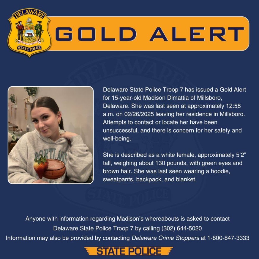 Gold Alert Issued for Missing Millsboro Teen