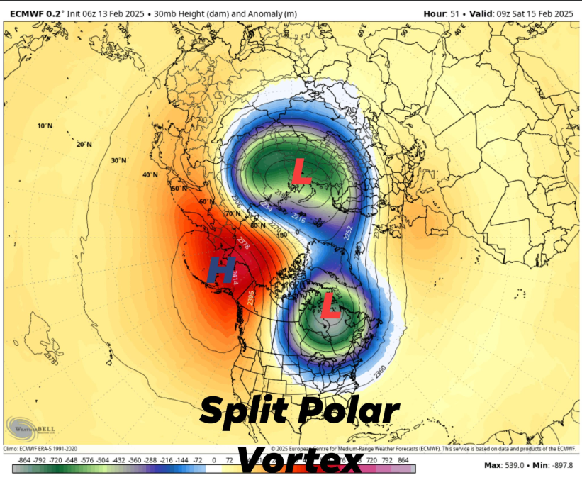 Polar Vortex Split Bringing Arctic Outbreak Starting Next Week