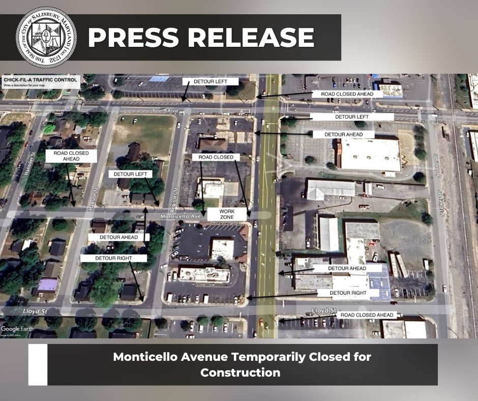 MONTICELLO AVENUE SHUTTING DOWN FOR DRAINAGE INSTALLATION IN SALISBURY