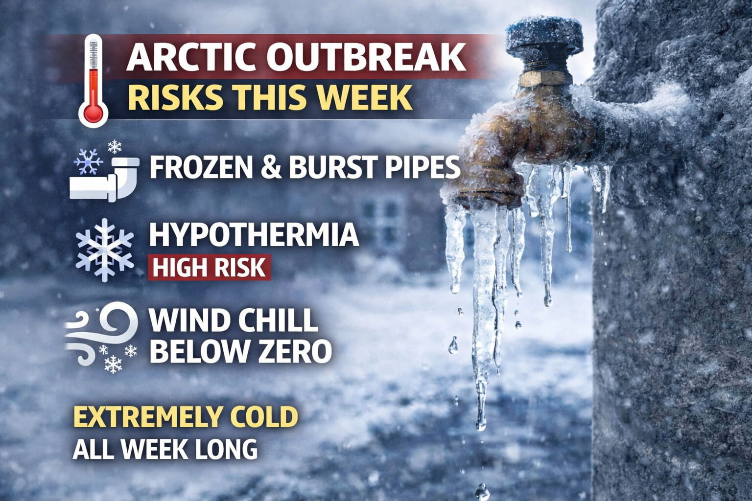 Dangerous Cold Expected This Week: Safety Tips as Frozen Pipe and Hypothermia Risks Increase