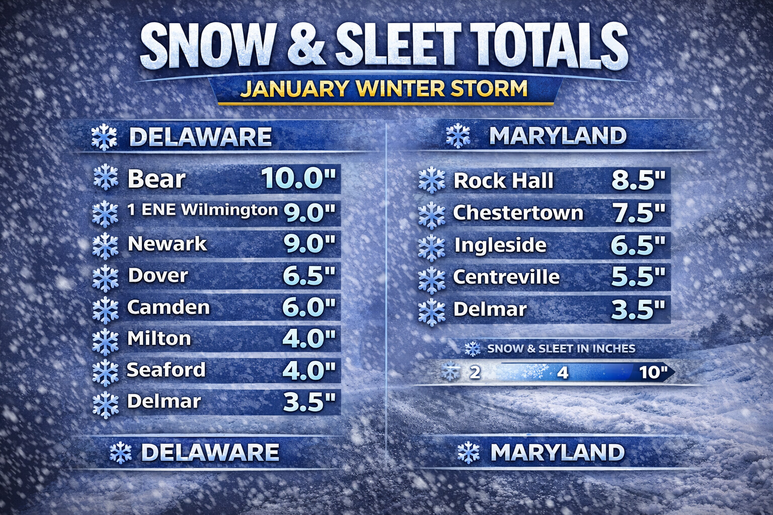 FINAL SNOWFALL REPORTS FROM JANUARY 25TH