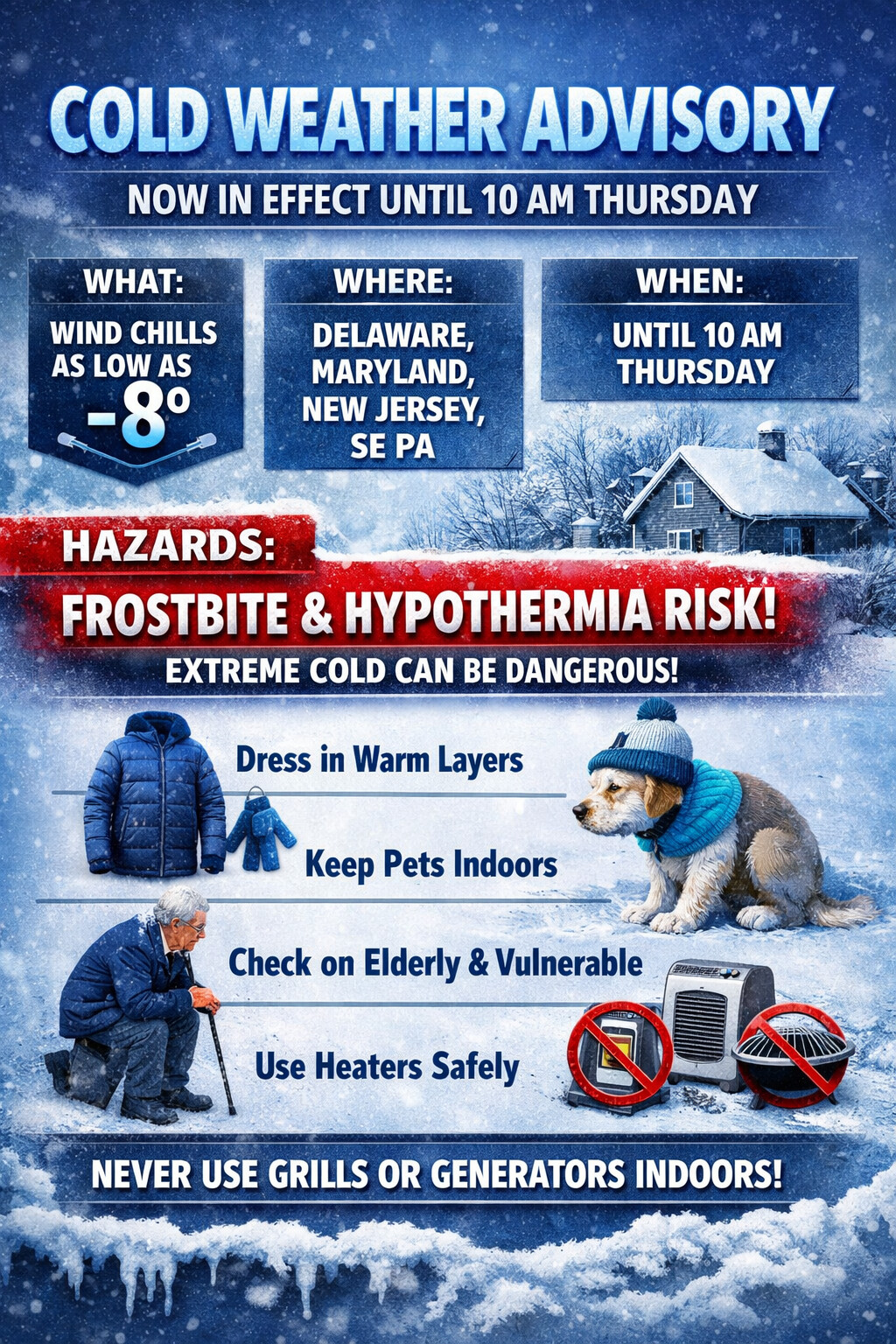 Cold Weather Advisory Continues Through Thursday Morning