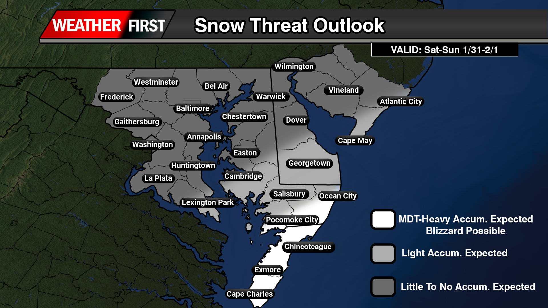 Major Winter Storm Becoming Likely Across Southern Delmarva; Blizzard Conditions Possible