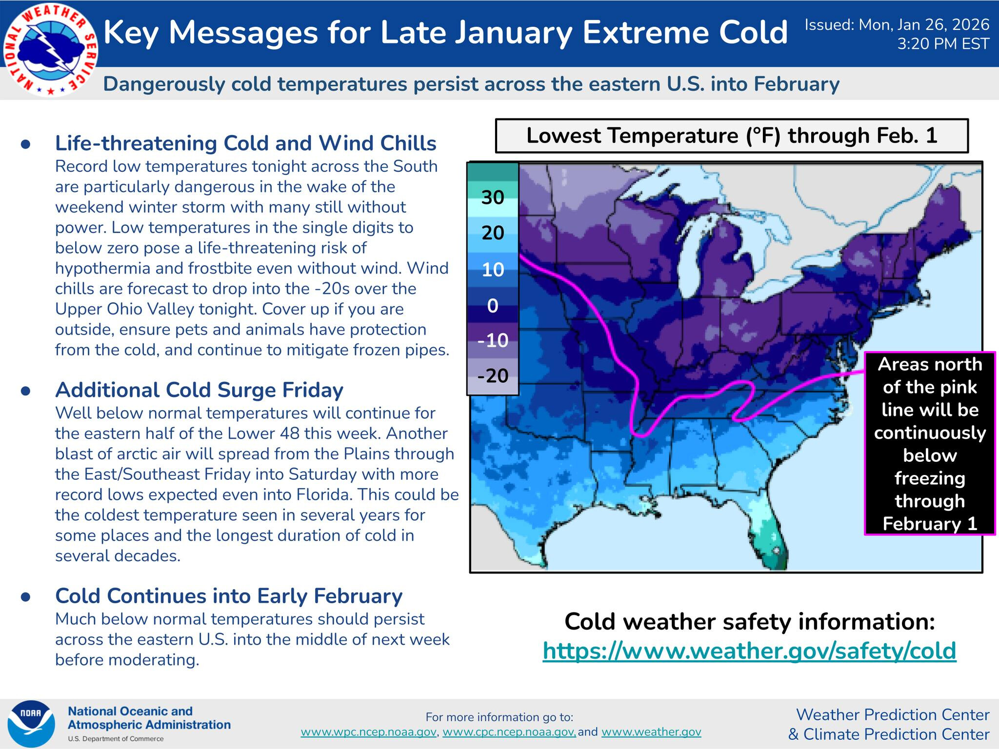 Dangerous Arctic Cold Grips Eastern U.S., Persisting Into Early February
