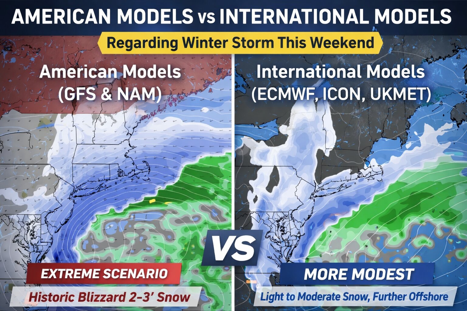 Will It Blizzard? Or Will It Be A Major Blizzard Failure; American Vs International Models This Weekend