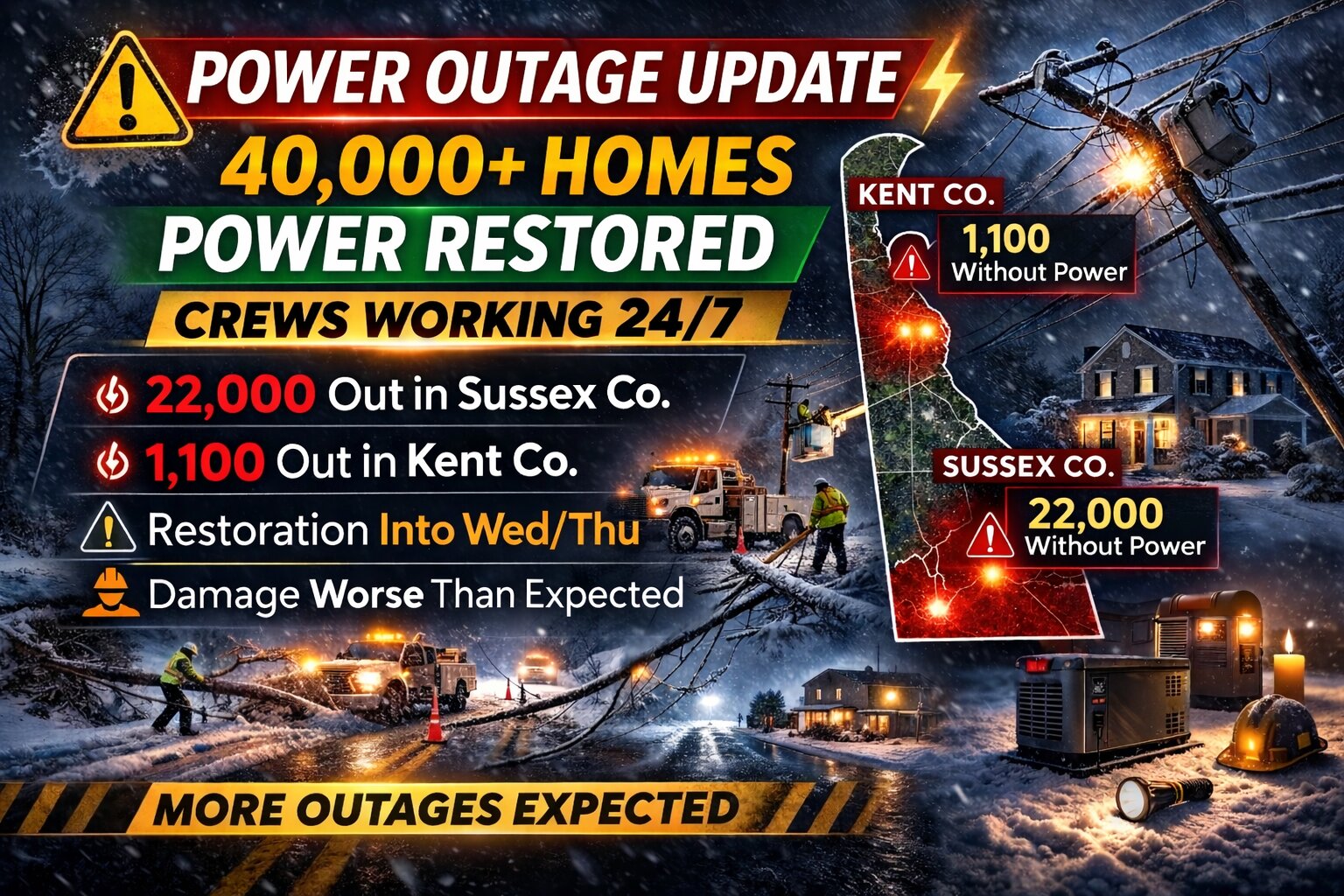 Tuesday Update: Crews Continue Around-the-Clock Efforts as Restoration Timeline Extends