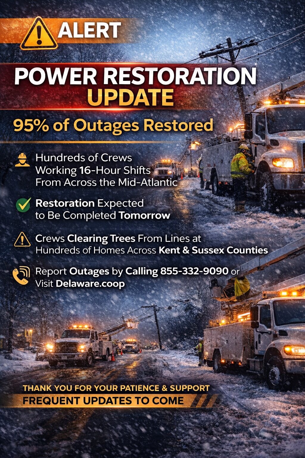 Wednesday Morning Update: Crews Close in on Full Restoration After Major Storm