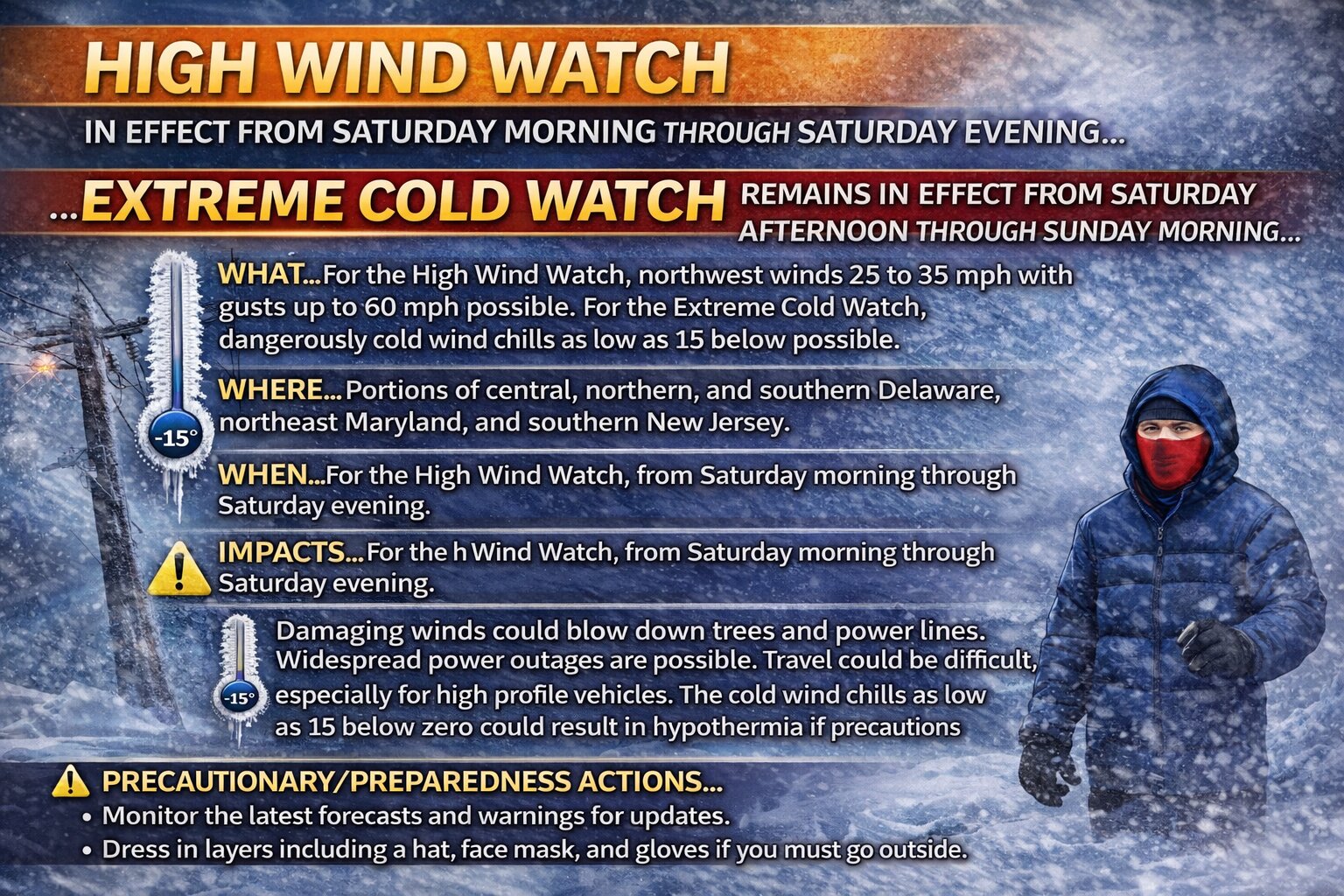 High Wind Watch & Extreme Cold Watch Issued For This Weekend