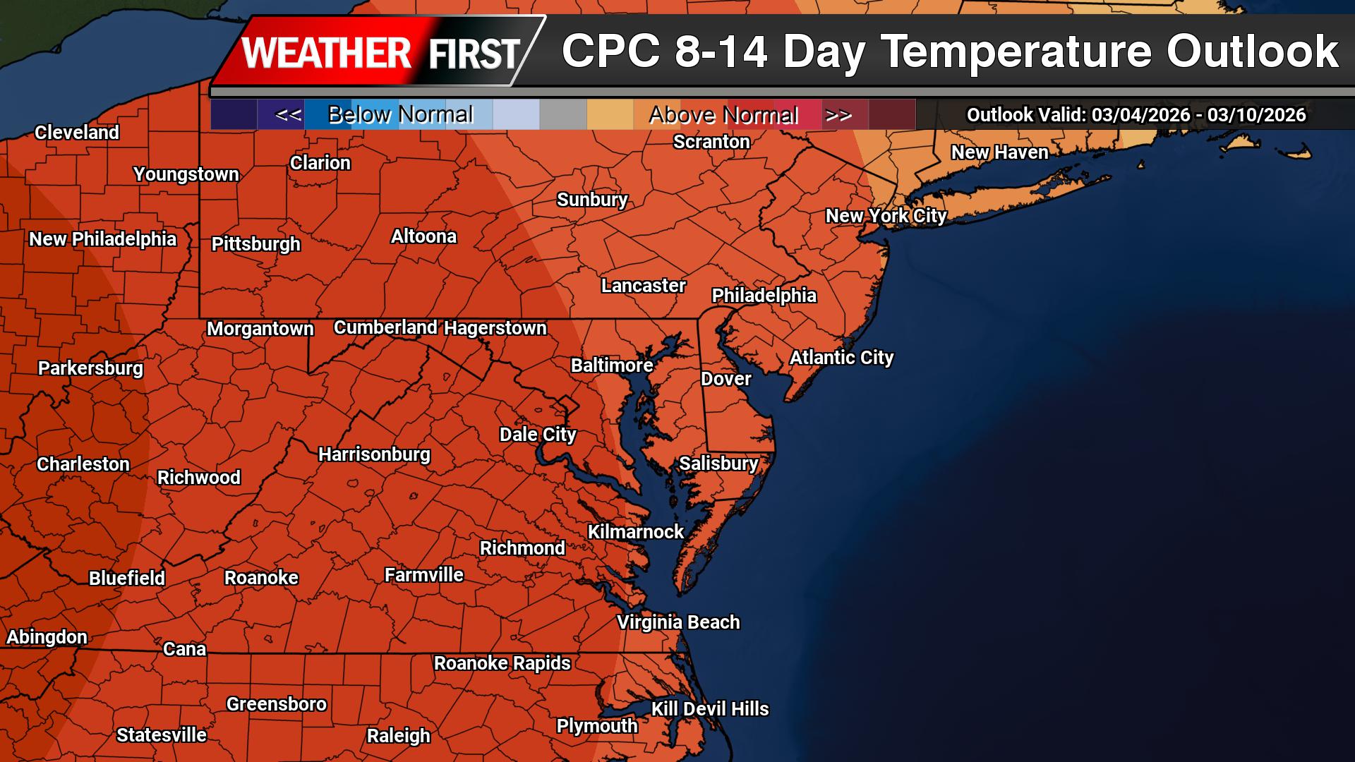Milder Pattern Takes Hold Across Delmarva Over the Next Two Weeks