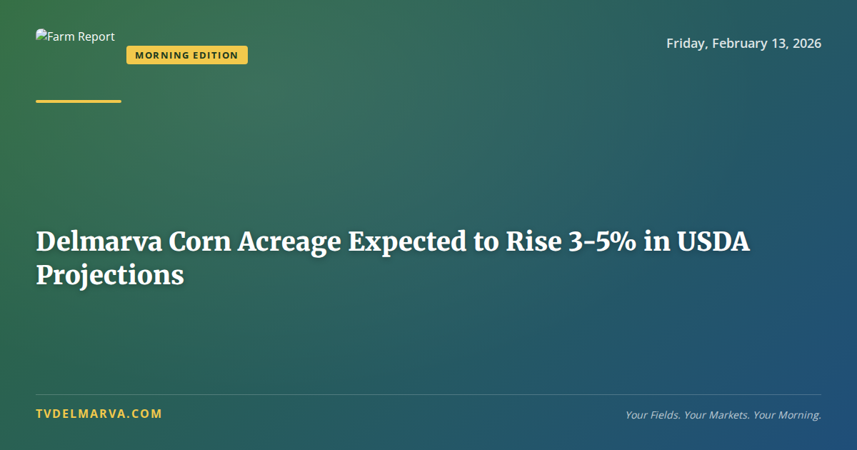 Delmarva Corn Acreage Expected to Rise 3-5% in USDA Projections