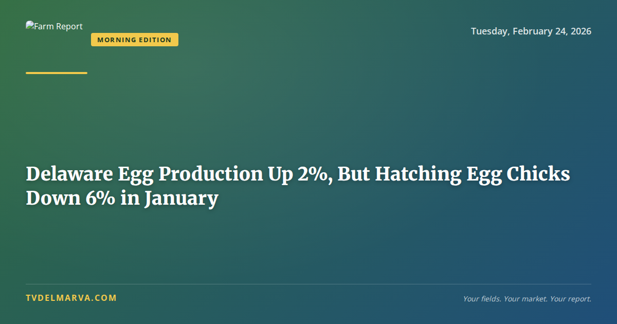Delaware Egg Production Up 2%, But Hatching Egg Chicks Down 6% in January