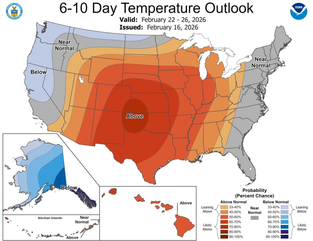 National Weather Outlook Shows Warmer Temps, Active Conditions for Most Areas