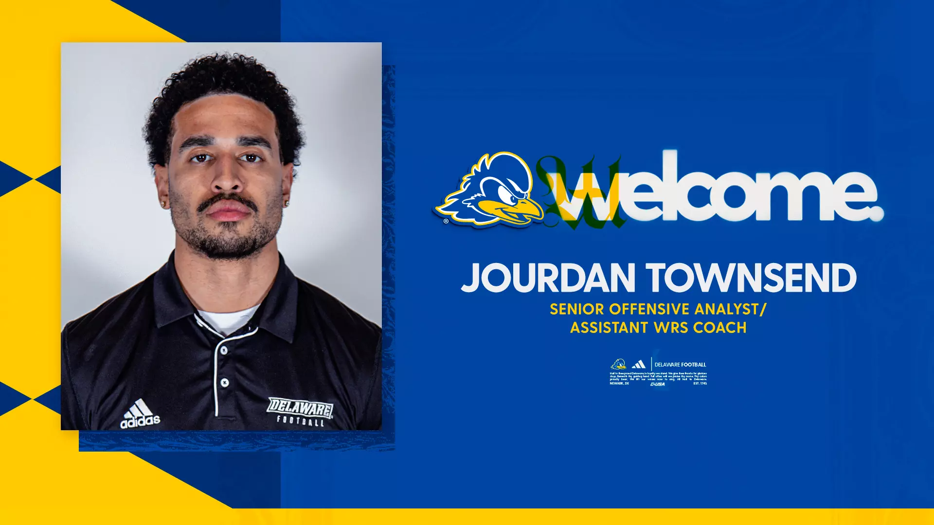Former UD Star Receiver Jourdan Townsend Returns to Blue Hens as Coach