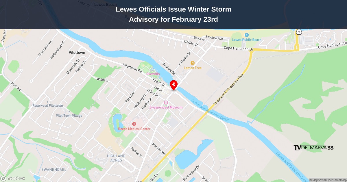 Lewes Officials Issue Winter Storm Advisory for February 23rd