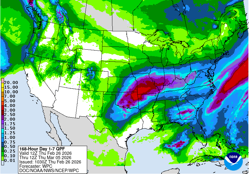 Agricultural Areas Brace for Wet Weather Pattern Across Southeast
