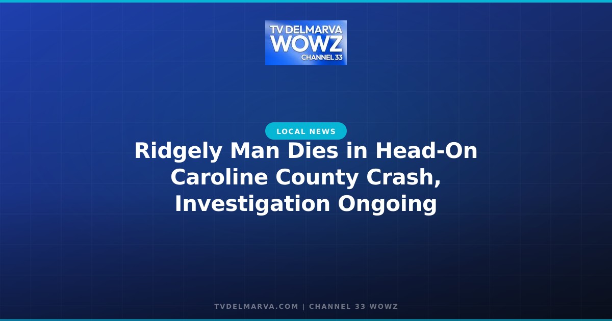 Ridgely Man Dies in Head-On Caroline County Crash, Investigation Ongoing