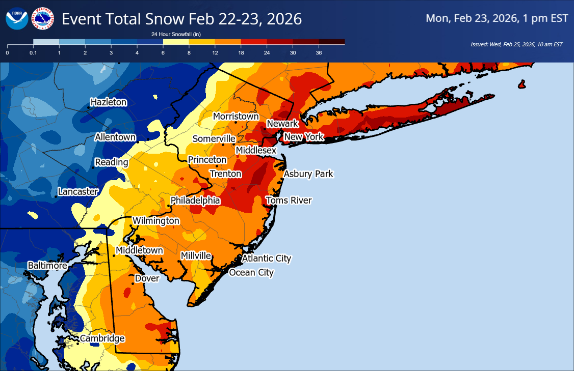 National Weather Service Confirms Blizzard On Feb 23rd 2026 On Delmarva