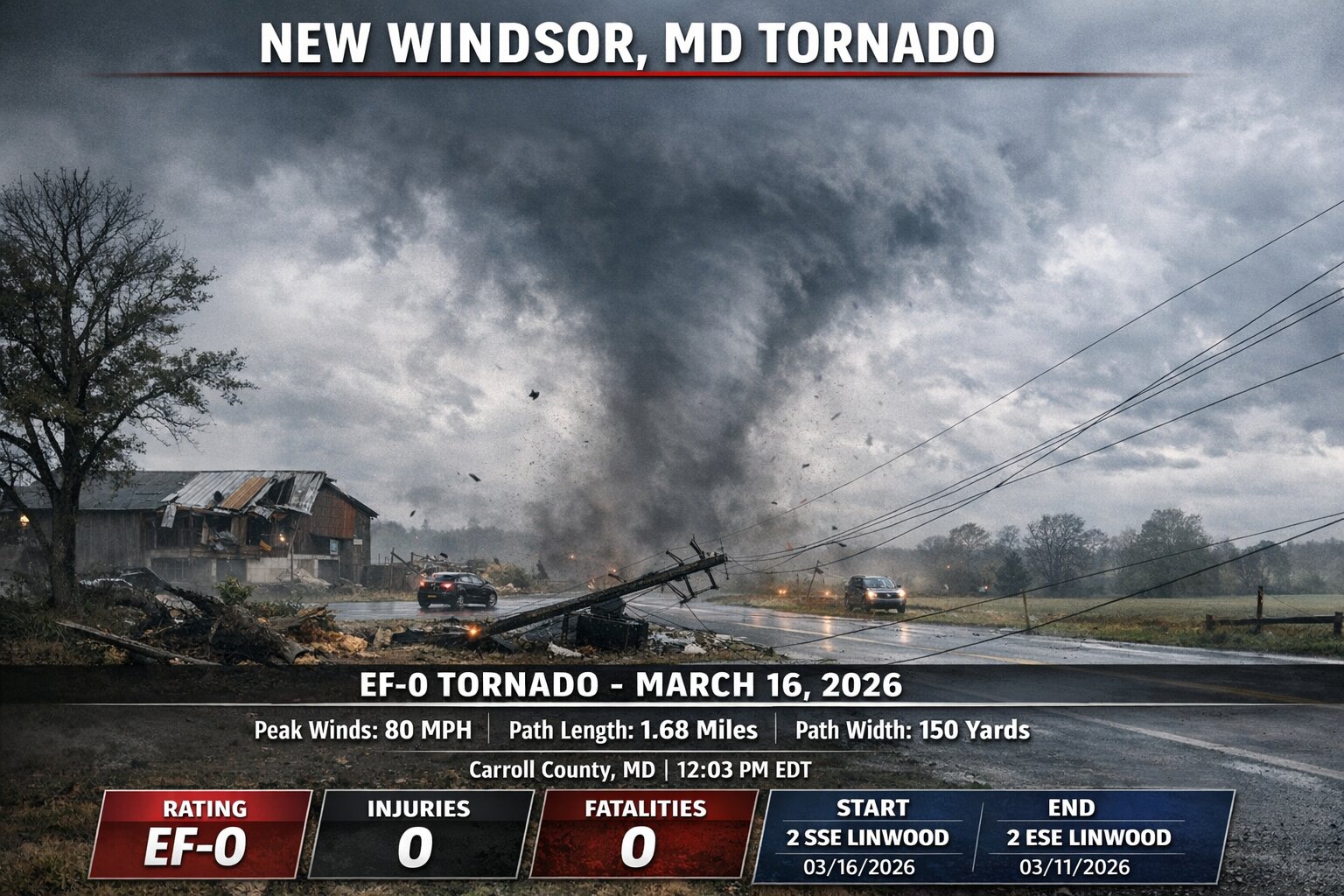 EF-0 Confirmed In New Windsor, MD Monday