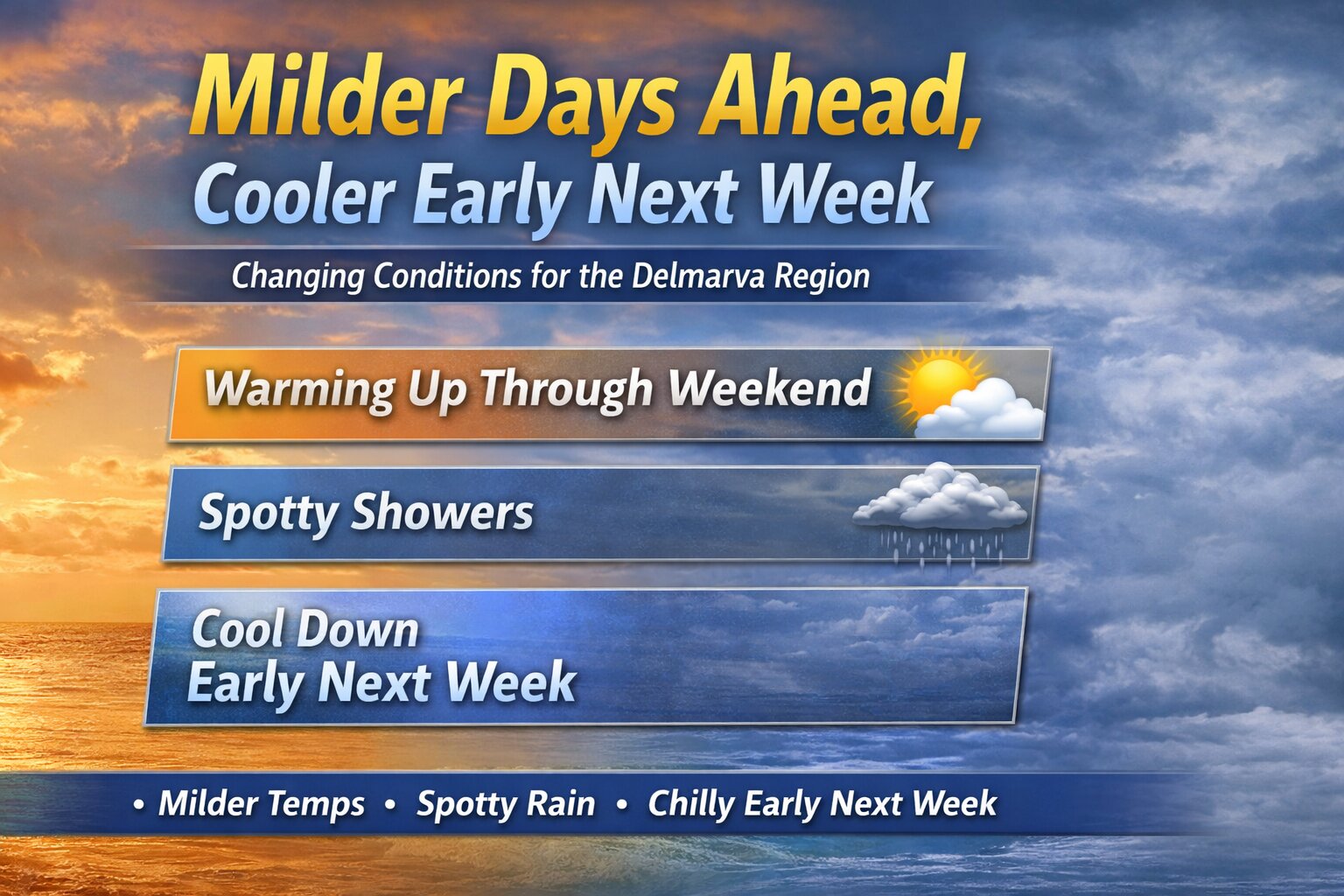 Milder Weather Returns to Delmarva Before Early Week Cooldown