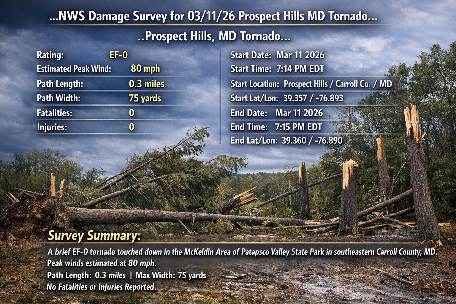 Another Tornado Confirmed From March 11th, 2026; Prospect Hills, MD
