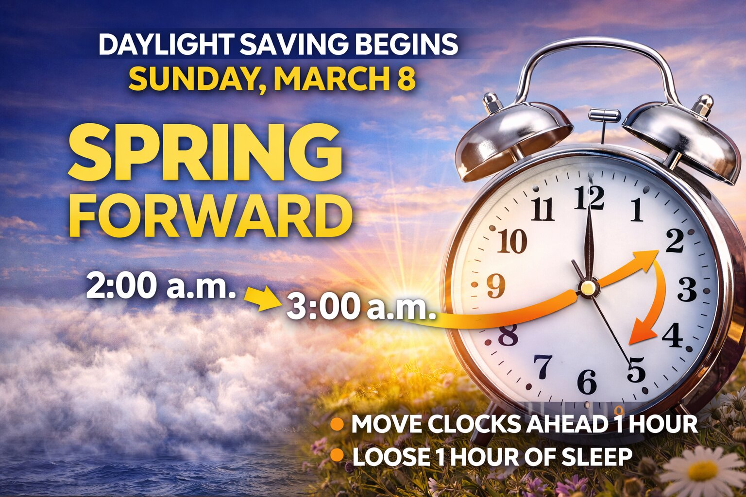 Clocks Spring Forward This Weekend as Daylight Saving Time Begins