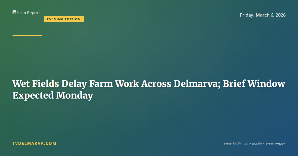 Wet Fields Delay Farm Work Across Delmarva; Brief Window Expected Monday