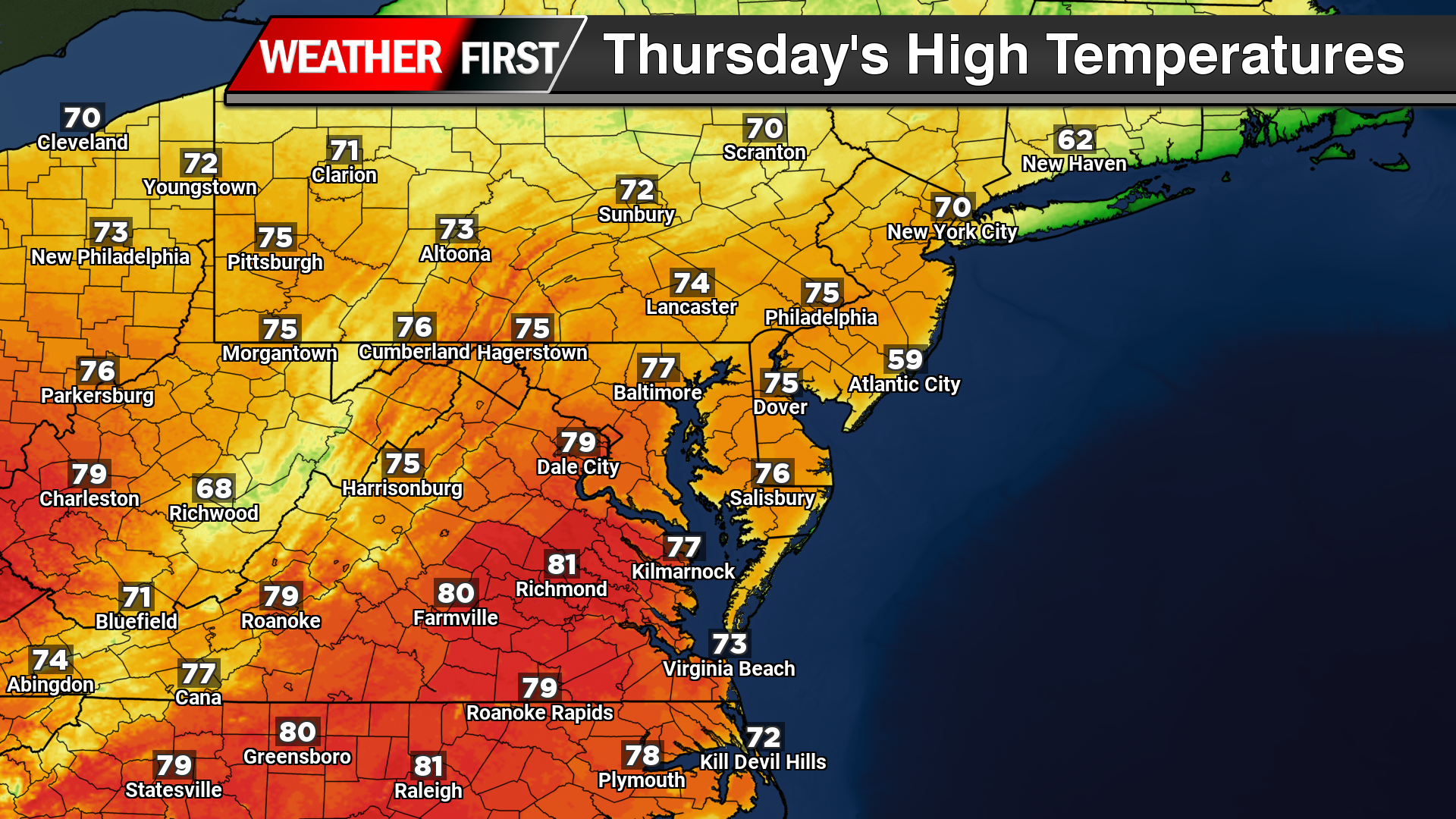 Warm Surge Today Before Showers and Cooler Air Return to Delmarva Friday